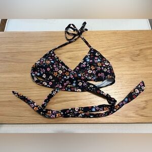 Floral Black Bikini Top Shein S Small